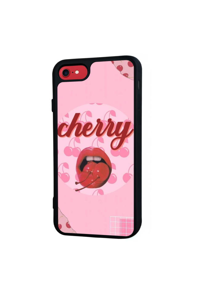 iPhone SE Uyumlu Kiraz Tasarımlı Glossy Premium Kılıf