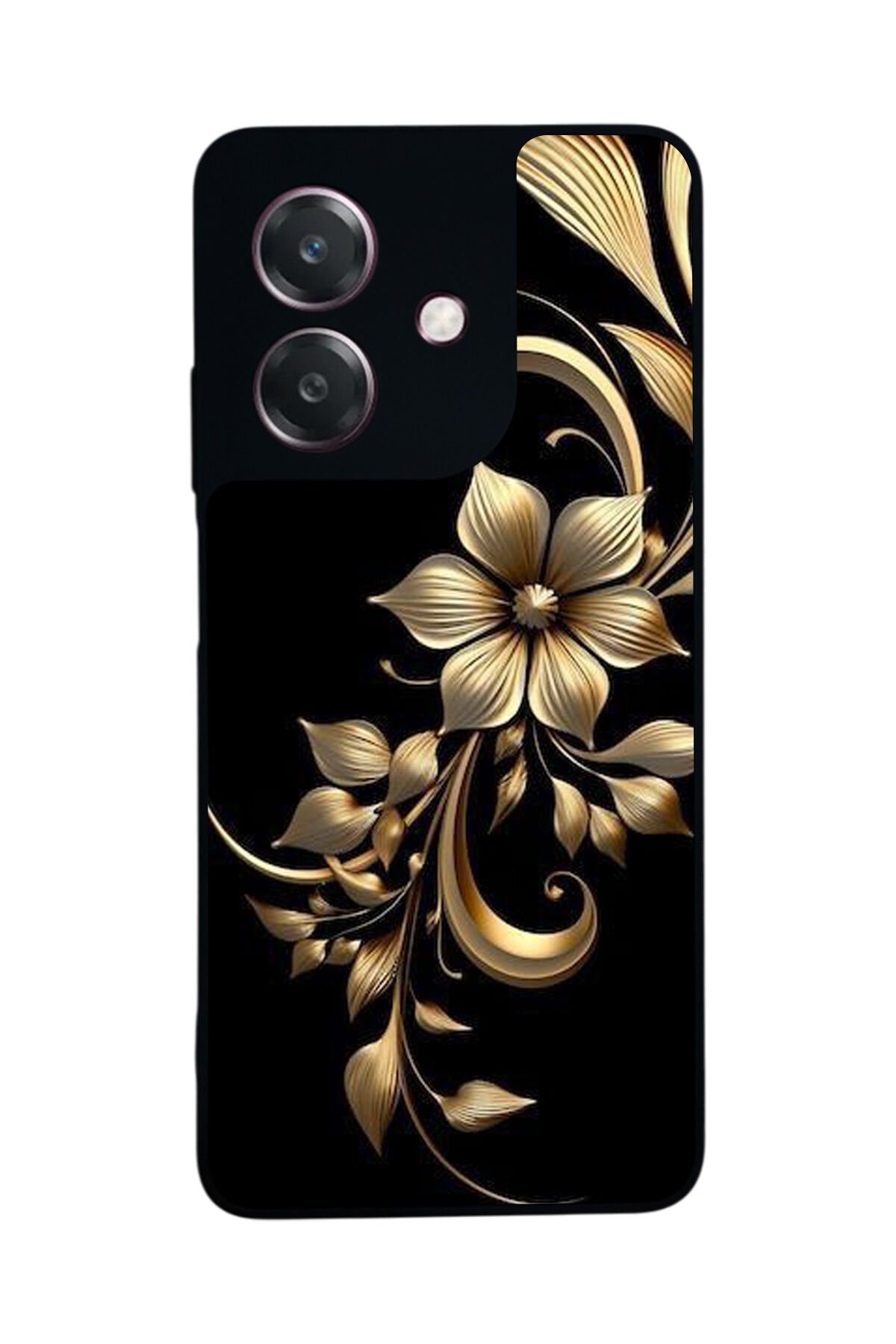 Oppo A3 5G Uyumlu Yaldizli Cicek Tasarımlı Glossy Premium Kılıf