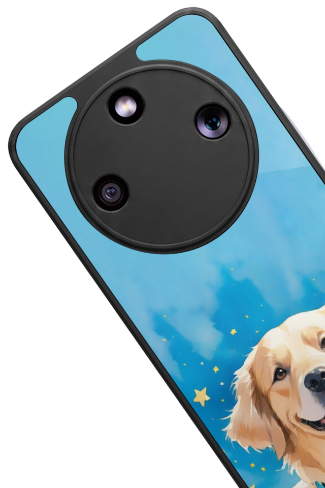 Honor Magic 8 Lite Uyumlu Golden Kopek Tasarımlı Glossy Premium Kılıf