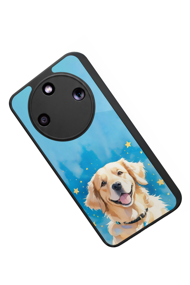 Honor Magic 8 Lite Uyumlu Golden Kopek Tasarımlı Glossy Premium Kılıf