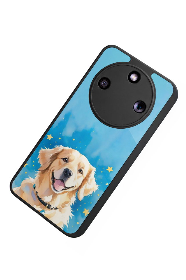 Honor Magic 8 Lite Uyumlu Golden Kopek Tasarımlı Glossy Premium Kılıf