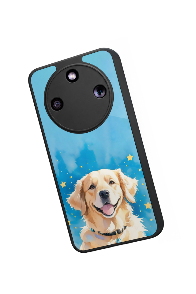 Honor Magic 8 Lite Uyumlu Golden Kopek Tasarımlı Glossy Premium Kılıf