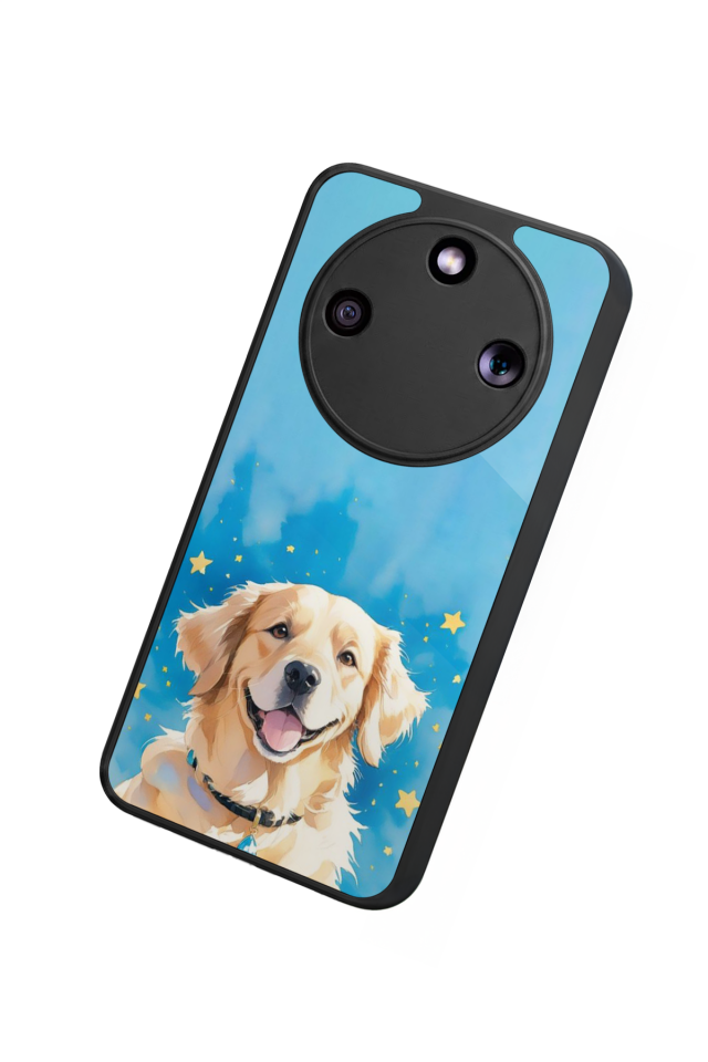 Honor Magic 8 Lite Uyumlu Golden Kopek Tasarımlı Glossy Premium Kılıf