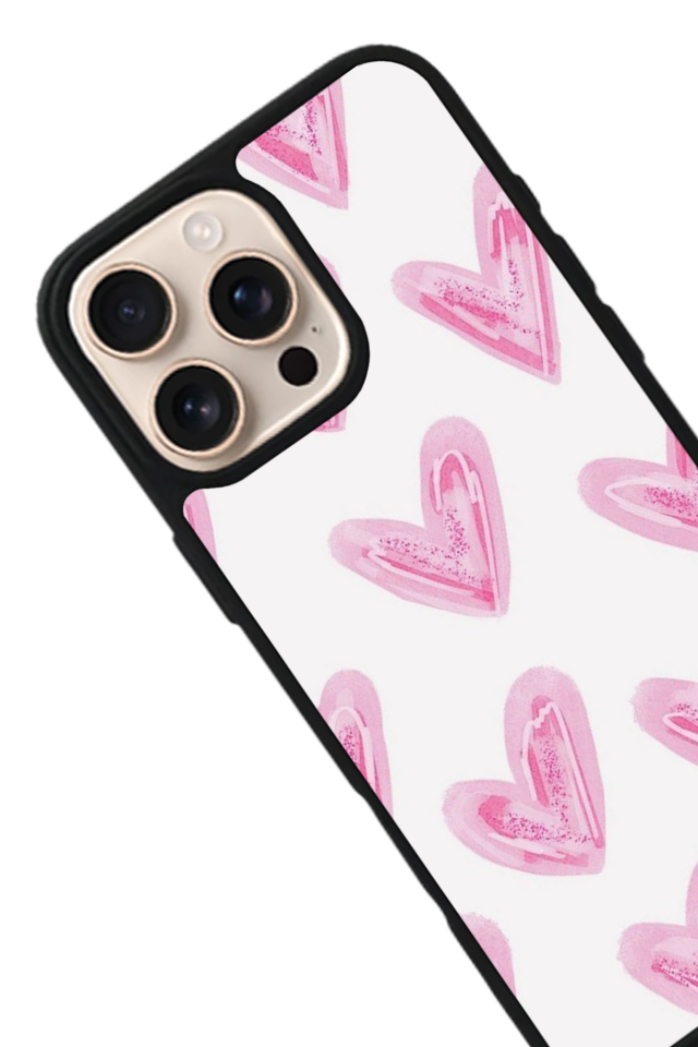 iPhone 16 Pro Uyumlu Kalp Love Tasarımlı Glossy Premium Kılıf