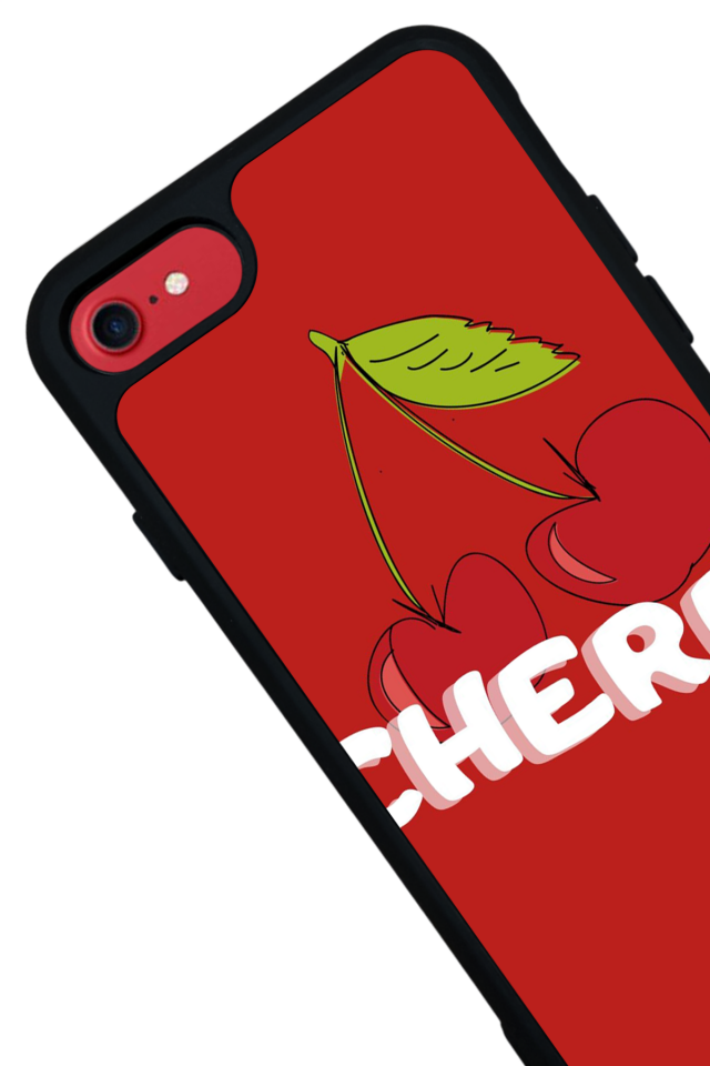 iPhone SE Uyumlu Kiraz Tasarımlı Glossy Premium Kılıf