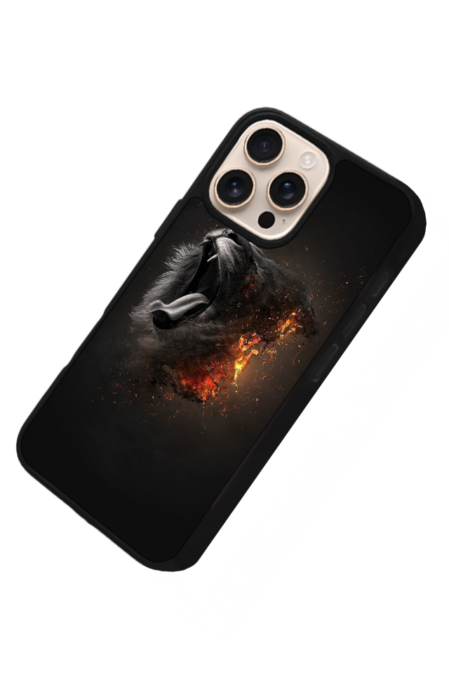 iPhone 15 Pro Uyumlu Aslan Tasarımlı Glossy Premium Kılıf