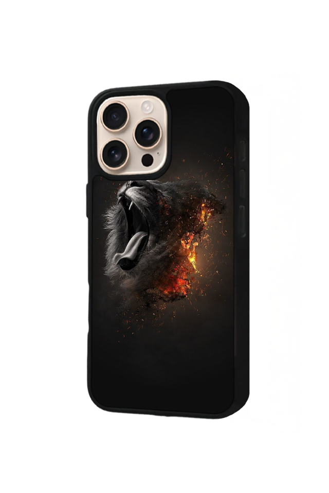 iPhone 15 Pro Uyumlu Aslan Tasarımlı Glossy Premium Kılıf