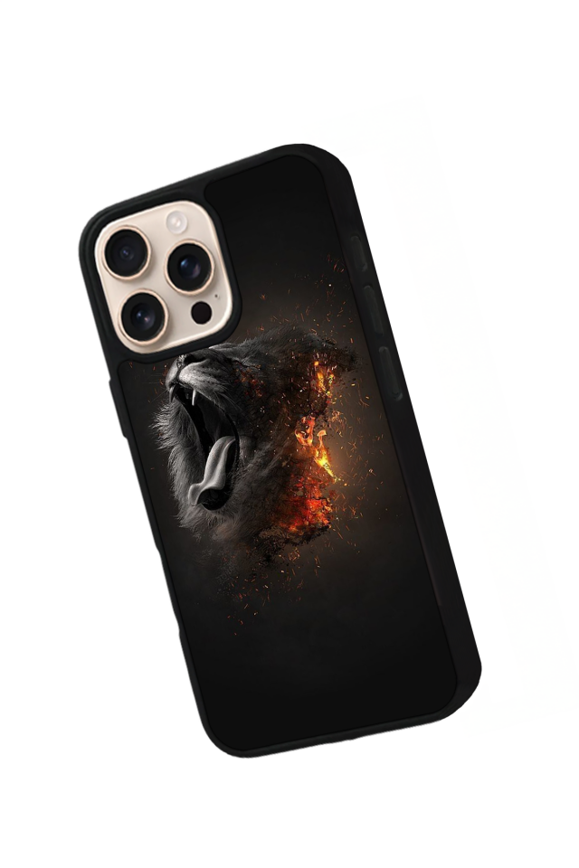 iPhone 15 Pro Uyumlu Aslan Tasarımlı Glossy Premium Kılıf