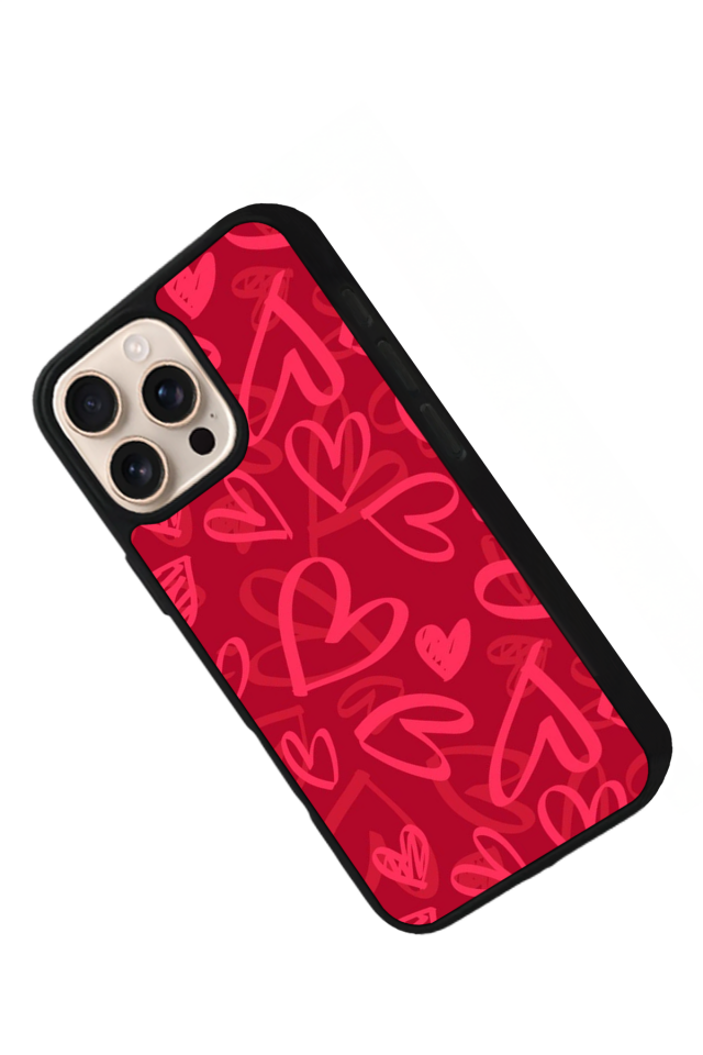 iPhone 16 Pro Uyumlu Kalp Love Tasarımlı Glossy Premium Kılıf