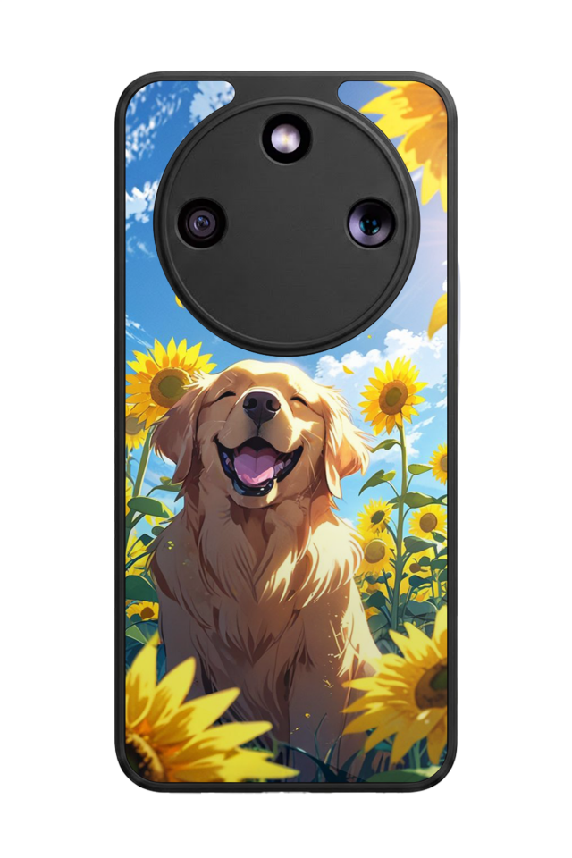 Honor Magic 8 Lite Uyumlu Golden Kopek Tasarımlı Glossy Premium Kılıf