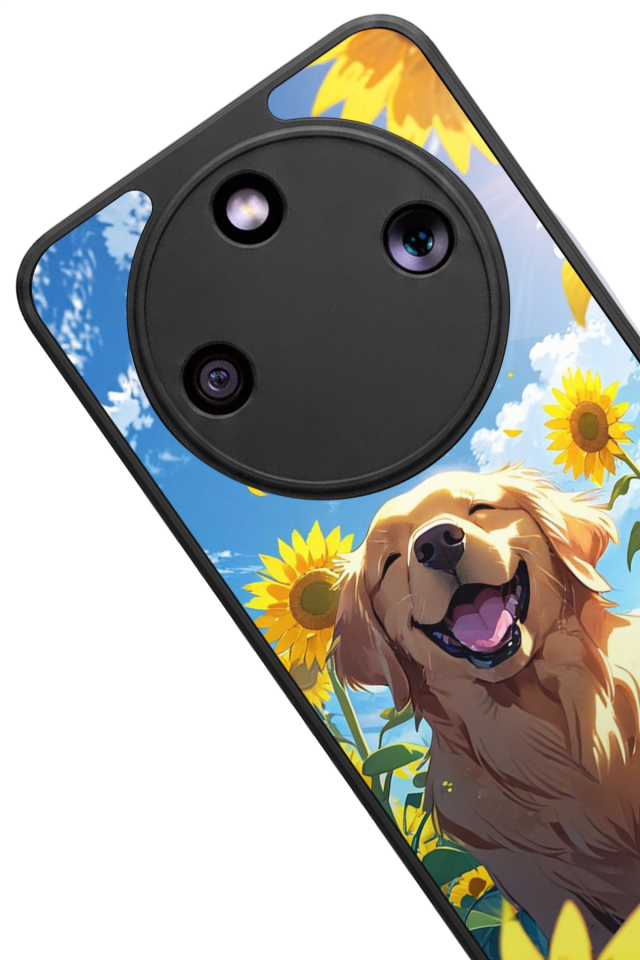 Honor Magic 8 Lite Uyumlu Golden Kopek Tasarımlı Glossy Premium Kılıf