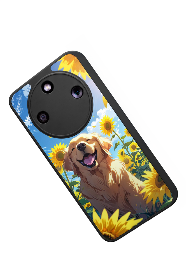 Honor Magic 8 Lite Uyumlu Golden Kopek Tasarımlı Glossy Premium Kılıf