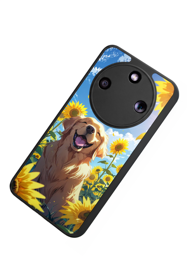 Honor Magic 8 Lite Uyumlu Golden Kopek Tasarımlı Glossy Premium Kılıf