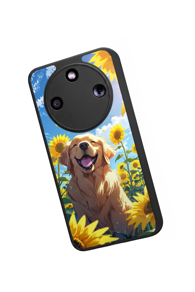Honor Magic 8 Lite Uyumlu Golden Kopek Tasarımlı Glossy Premium Kılıf