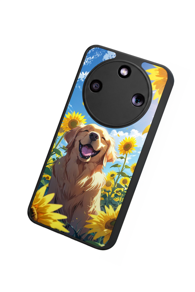 Honor Magic 8 Lite Uyumlu Golden Kopek Tasarımlı Glossy Premium Kılıf