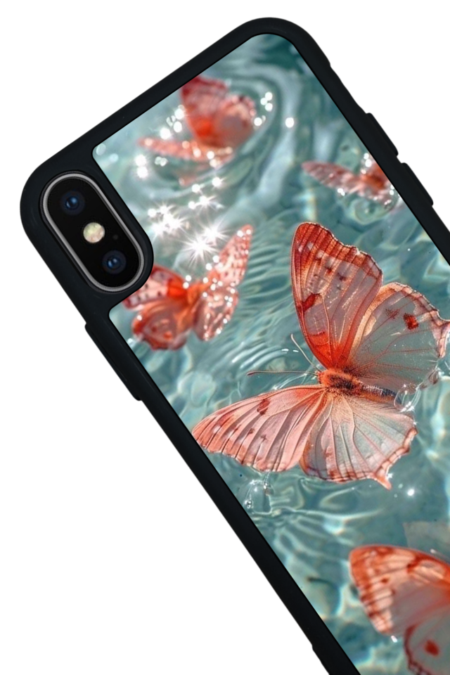 iPhone X/ XS Uyumlu Kelebek Tasarımlı Glossy Premium Kılıf
