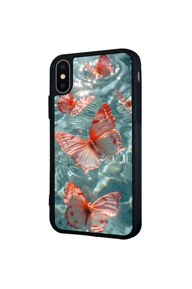 iPhone X/ XS Uyumlu Kelebek Tasarımlı Glossy Premium Kılıf