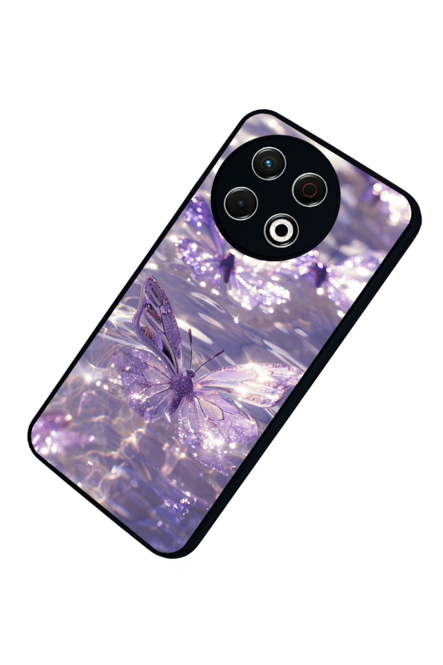 Tecno Spark 30 Pro Uyumlu Kelebek Tasarımlı Glossy Premium Kılıf