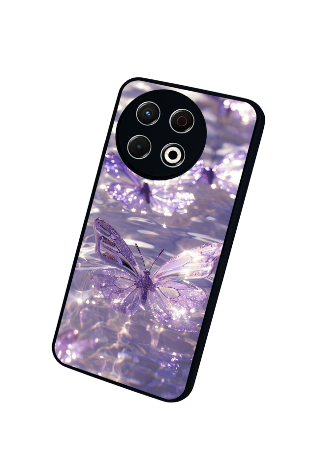 Tecno Spark 30 Pro Uyumlu Kelebek Tasarımlı Glossy Premium Kılıf