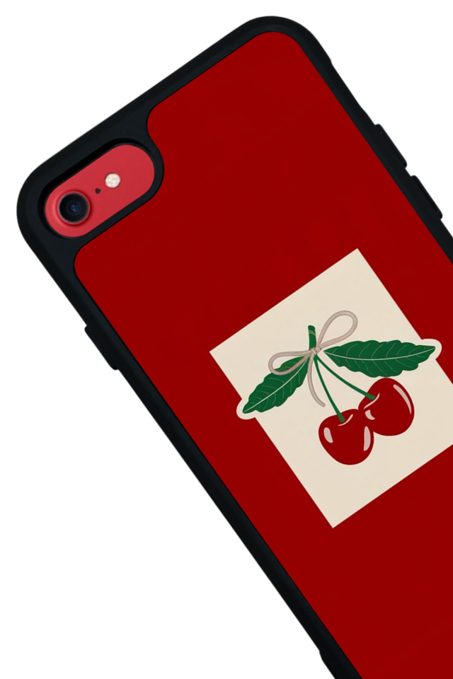 iPhone SE Uyumlu Kiraz Tasarımlı Glossy Premium Kılıf