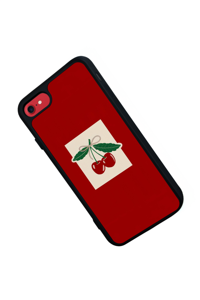 iPhone SE Uyumlu Kiraz Tasarımlı Glossy Premium Kılıf