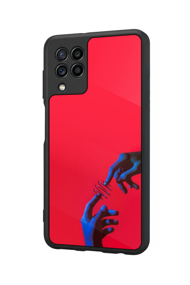 Samsung Galaxy M32 Uyumlu Kirmizi Tasarımlı Glossy Premium Kılıf