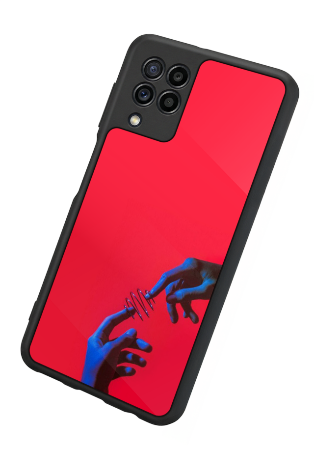 Samsung Galaxy M32 Uyumlu Kirmizi Tasarımlı Glossy Premium Kılıf