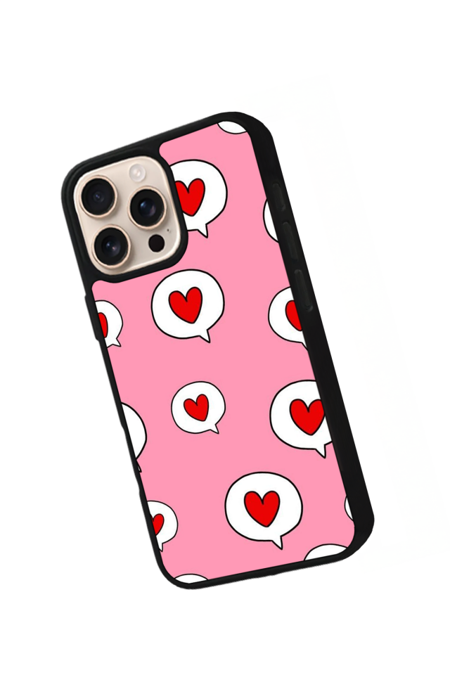 iPhone 16 Pro Uyumlu Kalp Love Tasarımlı Glossy Premium Kılıf