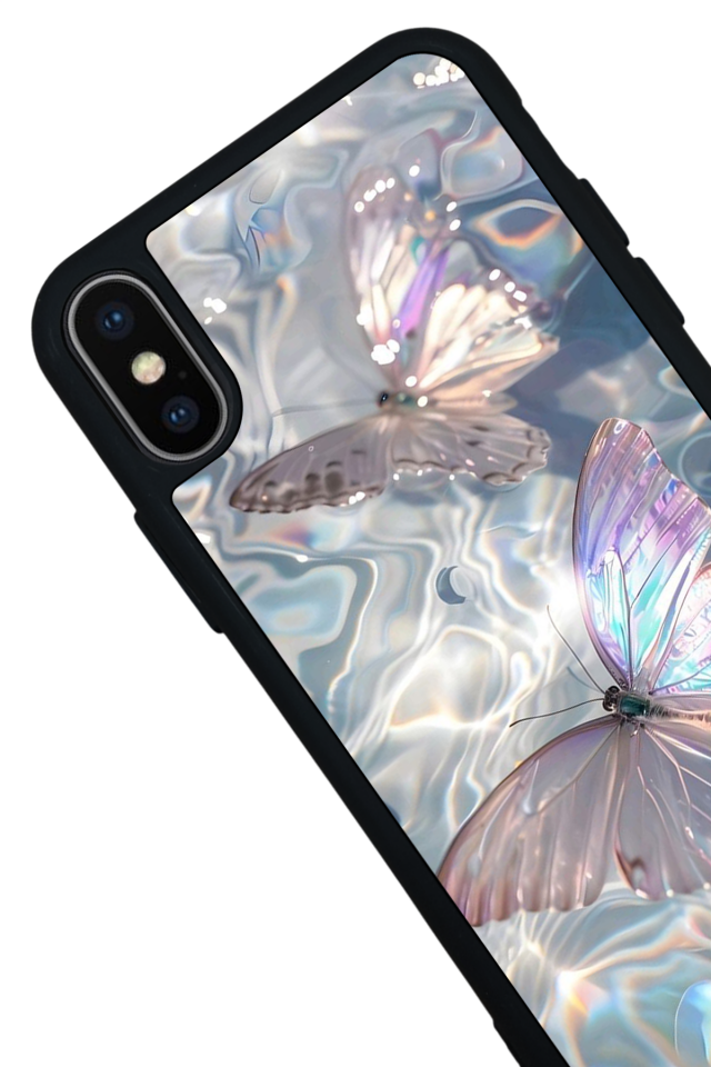iPhone X/ XS Uyumlu Kelebek Tasarımlı Glossy Premium Kılıf