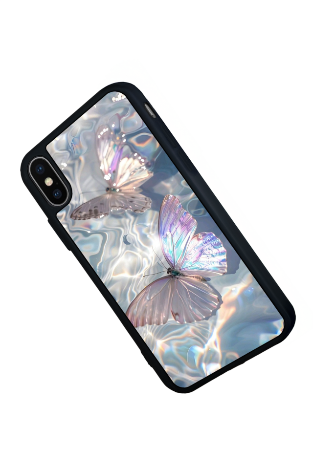 iPhone X/ XS Uyumlu Kelebek Tasarımlı Glossy Premium Kılıf