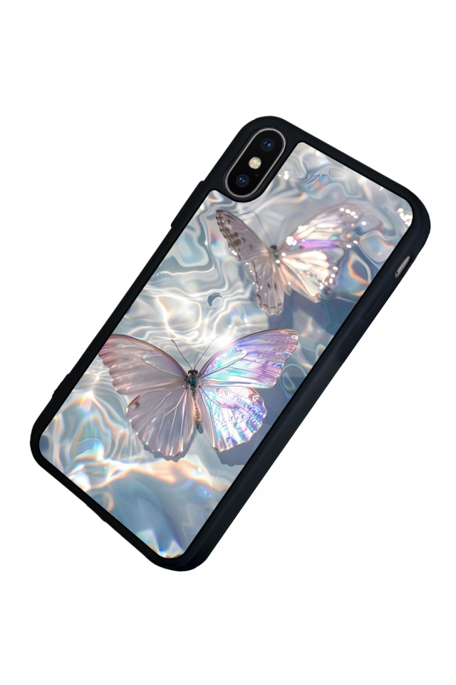 iPhone X/ XS Uyumlu Kelebek Tasarımlı Glossy Premium Kılıf