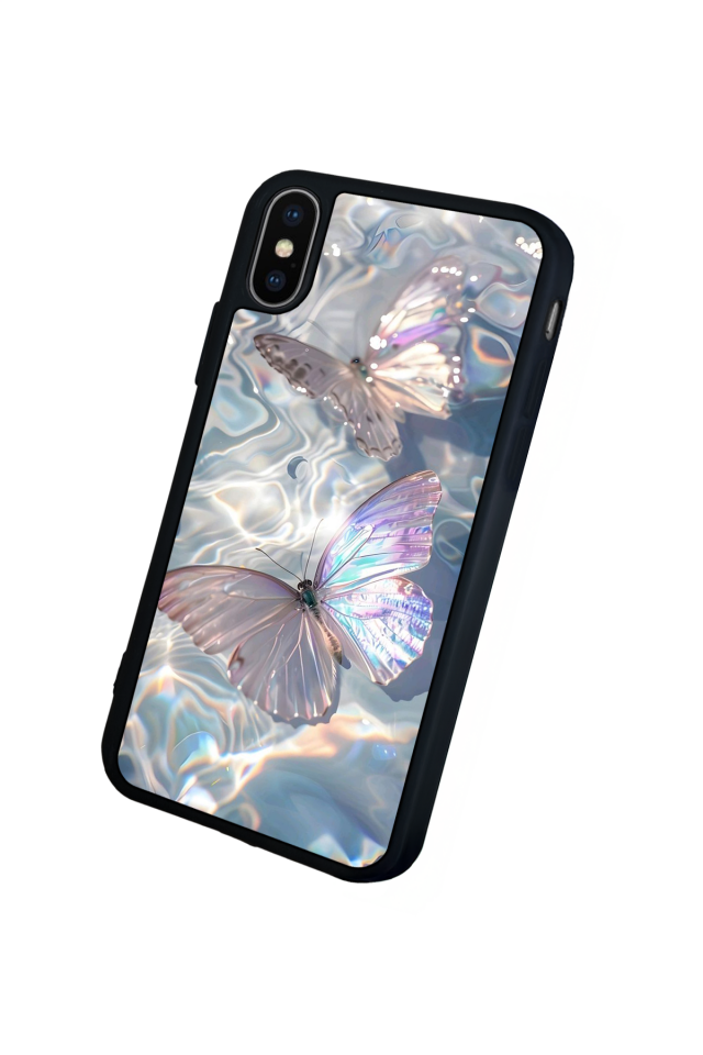 iPhone X/ XS Uyumlu Kelebek Tasarımlı Glossy Premium Kılıf
