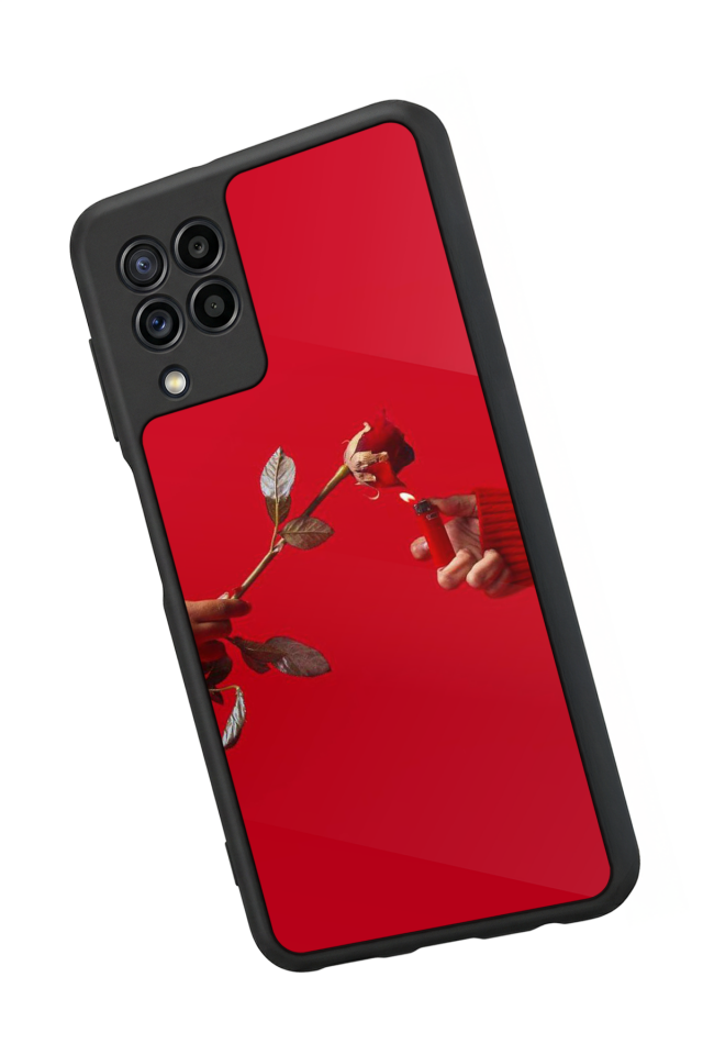 Samsung Galaxy M32 Uyumlu Kirmizi Tasarımlı Glossy Premium Kılıf