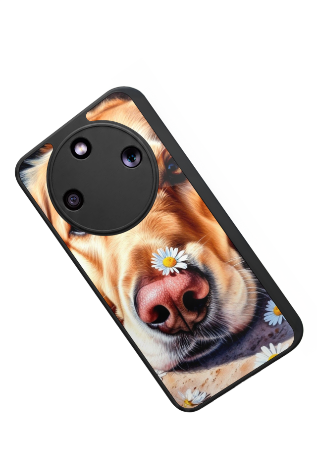 Honor Magic 8 Lite Uyumlu Golden Kopek Tasarımlı Glossy Premium Kılıf