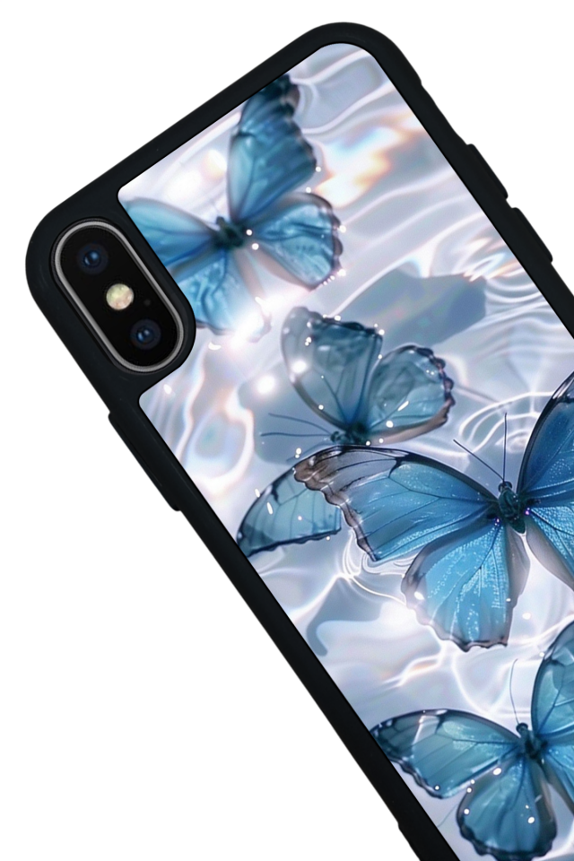 iPhone X/ XS Uyumlu Kelebek Tasarımlı Glossy Premium Kılıf