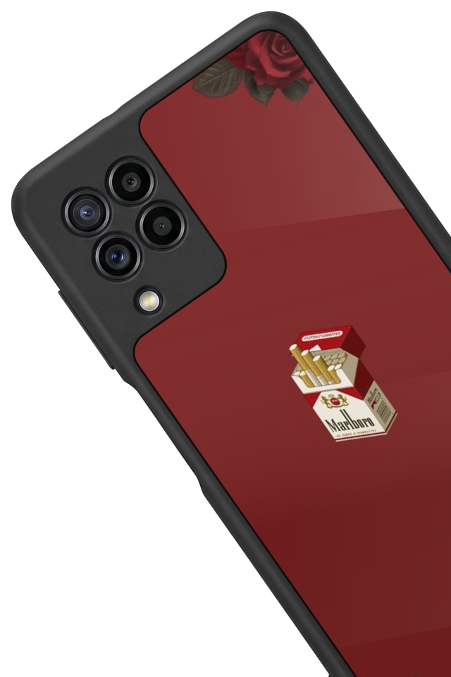 Samsung Galaxy M32 Uyumlu Kirmizi Tasarımlı Glossy Premium Kılıf