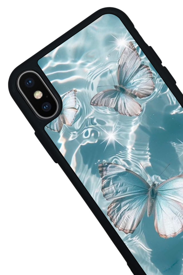 iPhone X/ XS Uyumlu Kelebek Tasarımlı Glossy Premium Kılıf