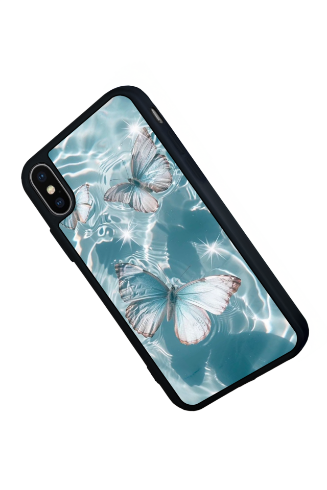 iPhone X/ XS Uyumlu Kelebek Tasarımlı Glossy Premium Kılıf