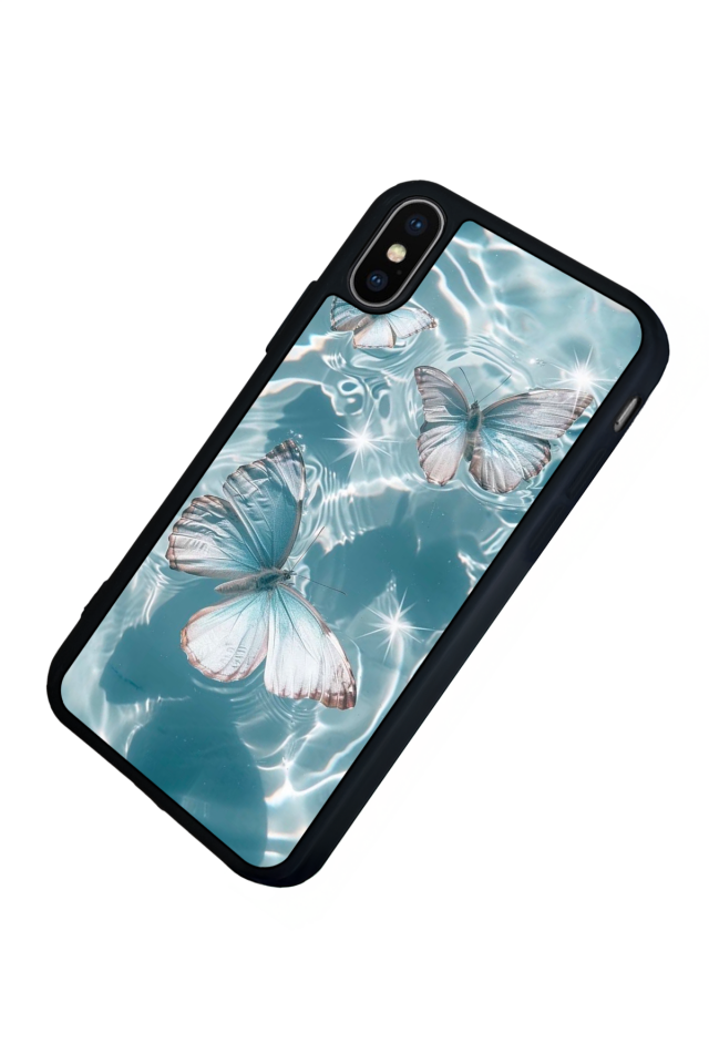 iPhone X/ XS Uyumlu Kelebek Tasarımlı Glossy Premium Kılıf