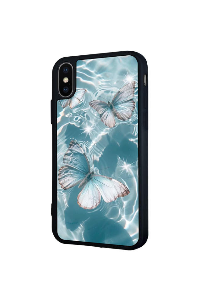 iPhone X/ XS Uyumlu Kelebek Tasarımlı Glossy Premium Kılıf