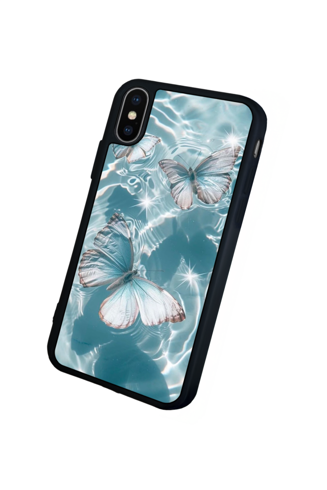 iPhone X/ XS Uyumlu Kelebek Tasarımlı Glossy Premium Kılıf