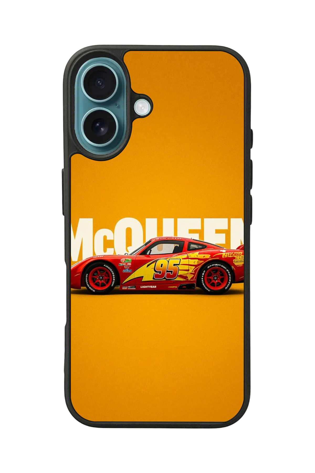 iPhone 16 Plus Uyumlu Şimsek McQueen Tasarımlı Glossy Premium Kılıf
