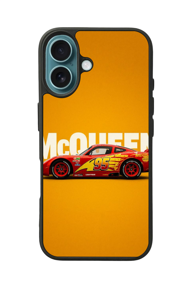 iPhone 16 Plus Uyumlu Şimsek McQueen Tasarımlı Glossy Premium Kılıf