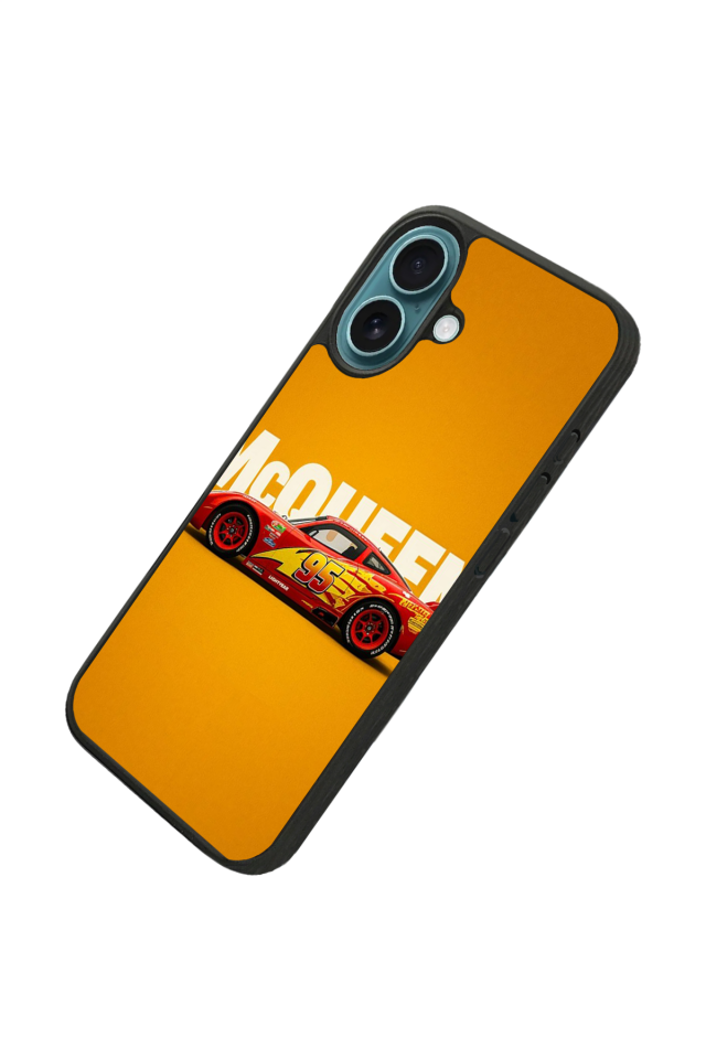 iPhone 16 Plus Uyumlu Şimsek McQueen Tasarımlı Glossy Premium Kılıf