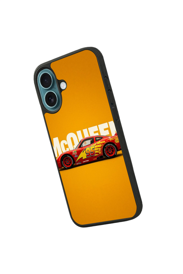 iPhone 16 Plus Uyumlu Şimsek McQueen Tasarımlı Glossy Premium Kılıf