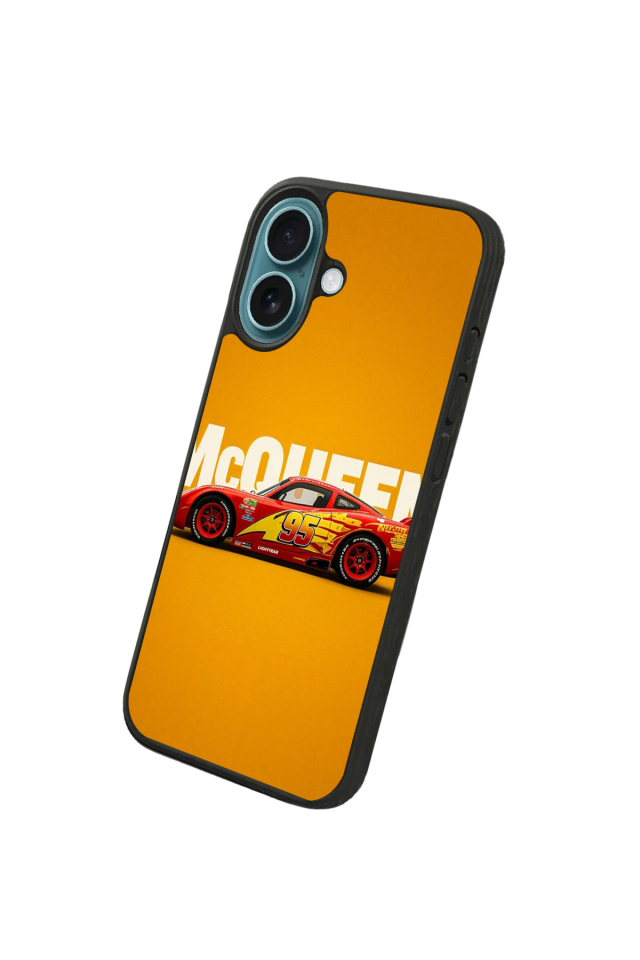 iPhone 16 Plus Uyumlu Şimsek McQueen Tasarımlı Glossy Premium Kılıf