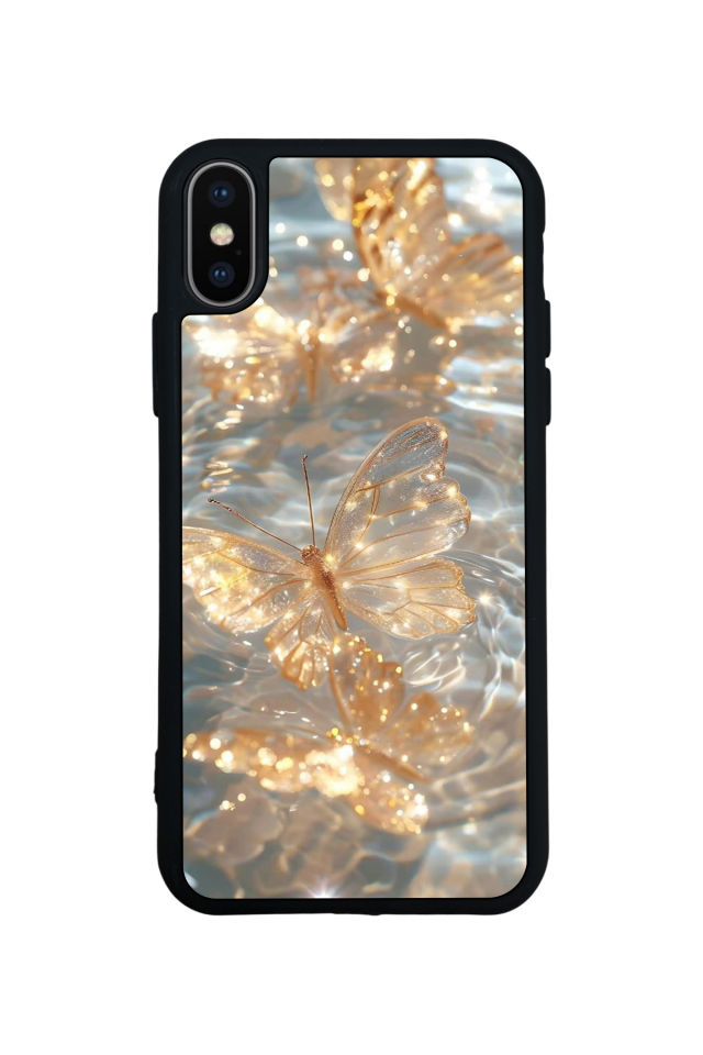 iPhone X/ XS Uyumlu Kelebek Tasarımlı Glossy Premium Kılıf