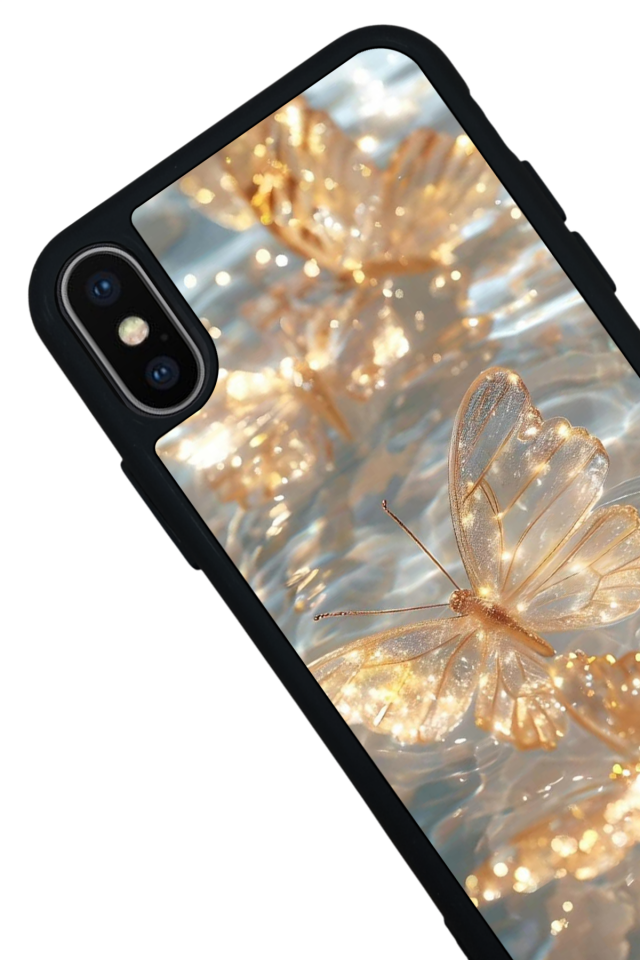 iPhone X/ XS Uyumlu Kelebek Tasarımlı Glossy Premium Kılıf