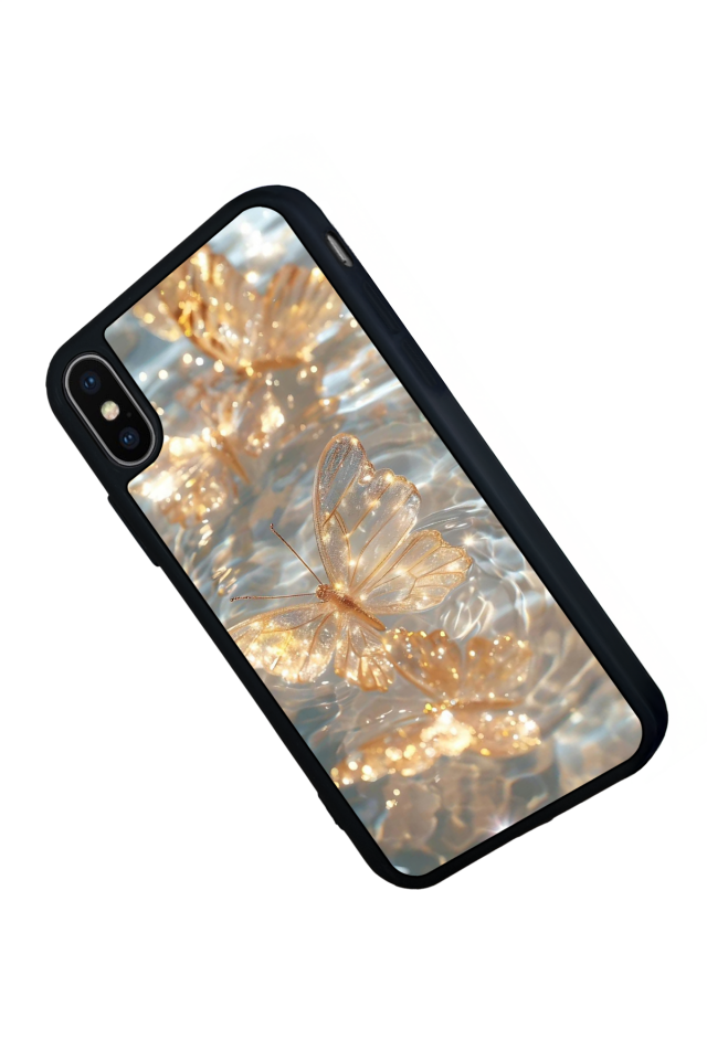 iPhone X/ XS Uyumlu Kelebek Tasarımlı Glossy Premium Kılıf