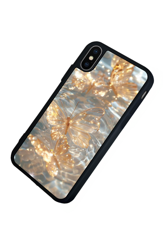 iPhone X/ XS Uyumlu Kelebek Tasarımlı Glossy Premium Kılıf